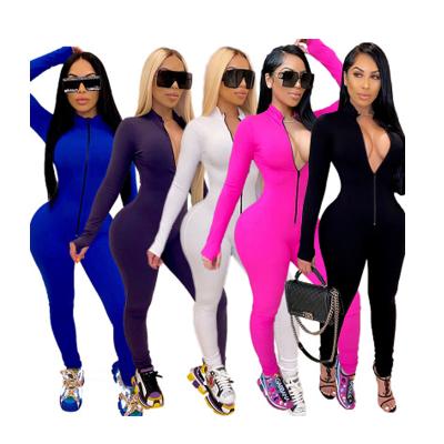 China 9037 Hot Sales QUICK DRY Women Long Sleeve Onesie Solid Color Sexy Jumpsuit Overalls for sale