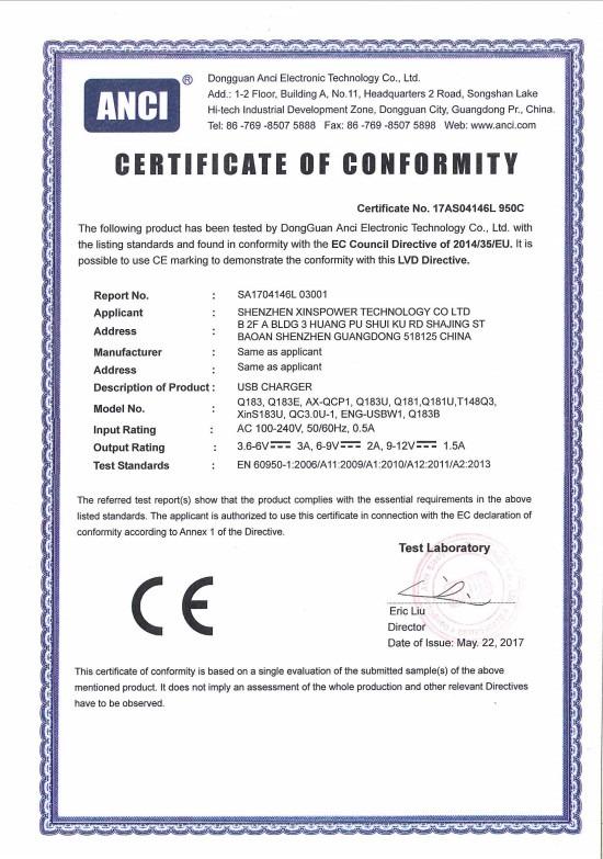 CE - Shenzhen Xinspower Technology Co., Ltd