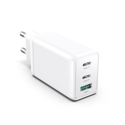 China High Power 65W Mini Cell Phone Travel 3ports Palladium USB Multiple Type Portable Wall Adapter 3.0 C QC Super Fast Charging Gan Charger For Device for sale