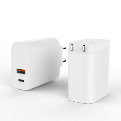 China Type-C Palladium Wall QC3.0 USA USB-A Plug 2 Ports 30W Power Supply Charger for sale