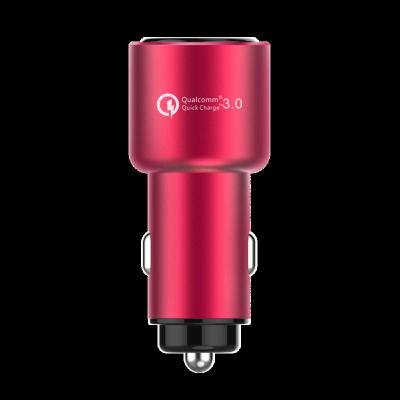 China QC3.0 30W QC3.0 With 2.4A 2 USB Ports Zinc Alloy Car Charger, Red Car Charger Gift For Women For Girls For Ladies for sale