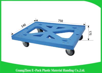 China 750 * 570 * 175mm Plastic Moving Dolly  Pallet  Heavy Duty Four Wheel 100% PP for sale