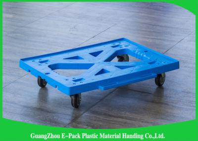 China Flat Blue Plastic Moving Dolly Four Wheels 100% PP Materials For Industrial for sale