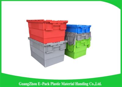 China Nestable heavy duty plastic storage containers with attached lids stackable for sale