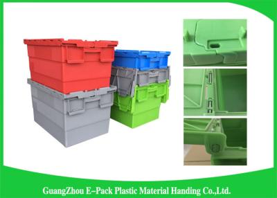 China Recyclable Logistic Plastic Attached Lid Containers For Transporting for sale