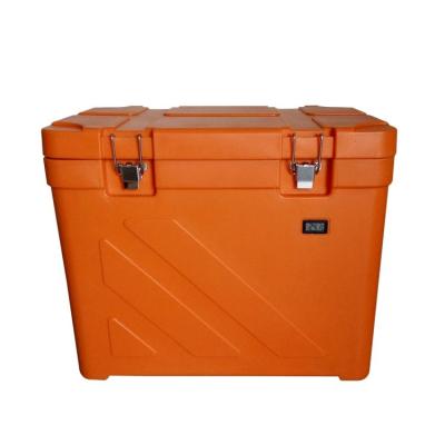 China Orange Non - Toxic Plastic Insulated Cool Box , 110L Picnic Cold Storage Box for sale