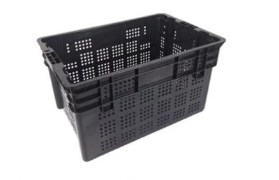 China Black Food Storage Fruit And Vegetable Plastic Crates For Supermarket for sale