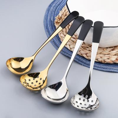 China 304 Stainless Steel Soup Pocket Skimmer Hot Pot Spoon Family Viable Deep Thickened Public Spoon Suitable For Hotel Restaurants for sale