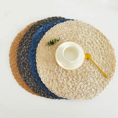 China European Stylish Multifunctional Round Coaster Stocked Ramie Cotton Table Heat Insulation Place Mat Woven Dinner Bowl Dish Mat Coaster for sale