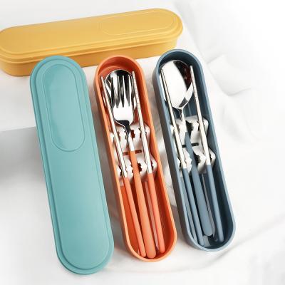 China ss304 Student Flatware Set 3pcs/Set Sustainable Portable Outdoor Children's Dish Chopsticks Spoon Travel Dishware for sale