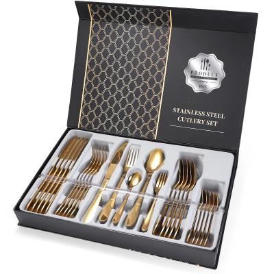 China Stocked 30pcs/set Stainless Steel Cutlery Set Steak Cutlery Gift Box for sale