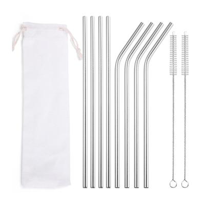 China Kitchen Accessories Viable Instrument Reusable 304 Stainless Steel Straws Set Stainless Metal Drink Cup Straw With Clean Brush Straws for sale