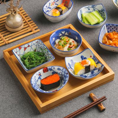 China Ceramic Hand Painted Tray Japanese Dishes Mini Soy Sauce Kitchen Viable Small Dish Tableware Ceramic Seasoning Bowl for sale