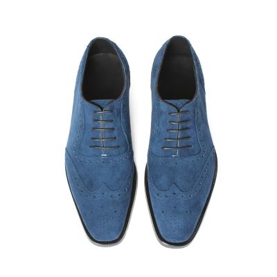 China Vikeduo Latest Shoe Trends Durable Hand Made Custom Styles Blue Brogues Leather Suede Dress Men Fashion Classic Shoes for sale