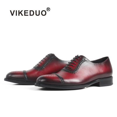 China Vikeduo 2019 Fashion Brogue Durable Hat Toe Oxford Handmade Mens Dress Shoes Genuine Leather Shoes Italian Brand Shoes For Men for sale