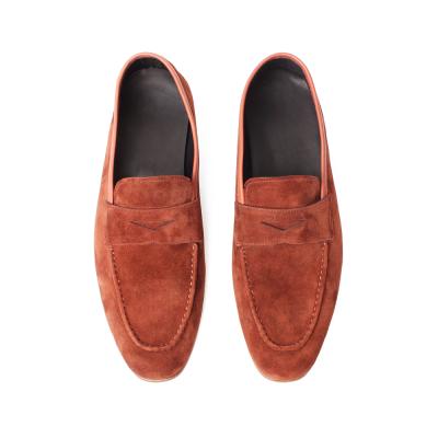 China VIKEDUO China Brand Brown Suede Leather Guangzhou Shoe Manufacturer Durable Handcrafted Penny Loafers Loafer Dress Shoes Men For Male for sale