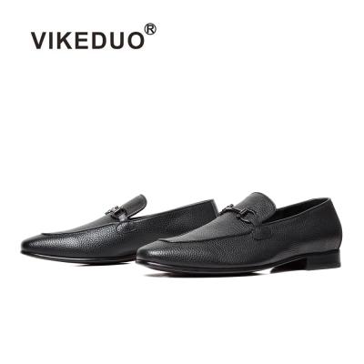 China Latest Collection Durable Handcrafted Black Leather Durable Hand Made Vikeduo Design Vikeduo Stylish Shoes Mens Loafers for sale