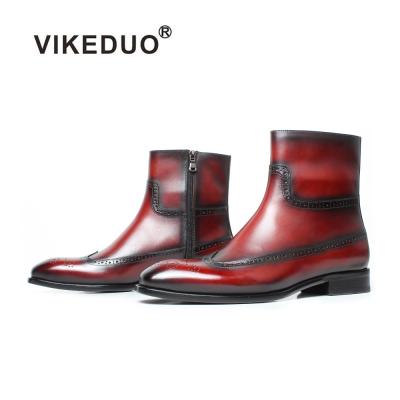 China Vikeduo Breathable Hand Made Factory In China Good Comfort Red Brown Shoes Snow Shoes Western Boots Shoes For Men for sale