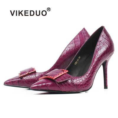 China Waist Increasing Manufacturer Sexy Hand Made Dress Shoes Heel High Heels Ladies Pumps Vikeduo Shoes Women Crocodile Shoes for sale