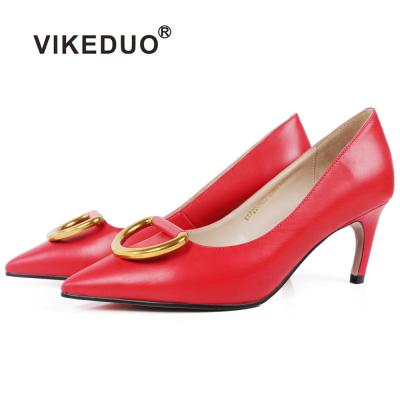 China Red Mark Comma Heels Genuine Leather Vikeduo Classic Handcrafted Durable Fashion Punctuation Women Heel Shoes 2020 for sale