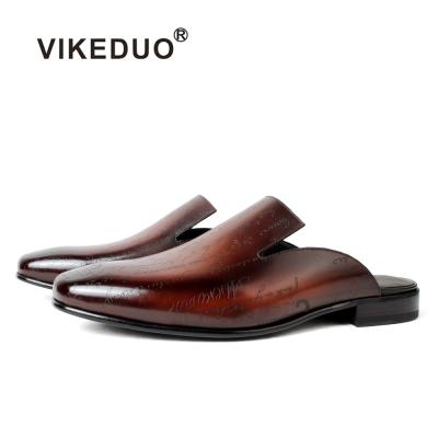 China Summer Durable Handmade Shoes Breathable Vikeduo Brown Casual Shoes Custom Slip On Mens Luxury Mens Sandals for sale