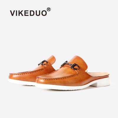 China Vikeduo Vintage Casual Style Summer Shoes Mens Sandals Genuine Leather Durable Handmade Genuine Leather Custom Slippers for Men for sale