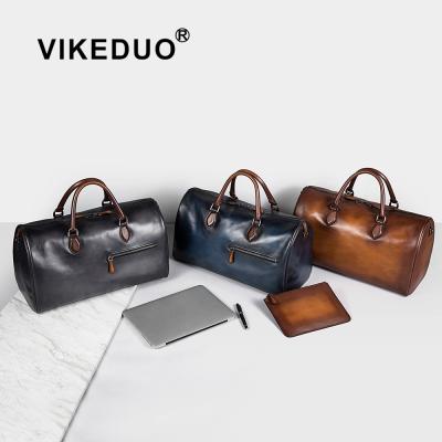 China VIKEDUO Fashion Duffel Bag Handmade Suit Made Holidays Luggage Large Bags Storage Leather Travel Bag For Men for sale