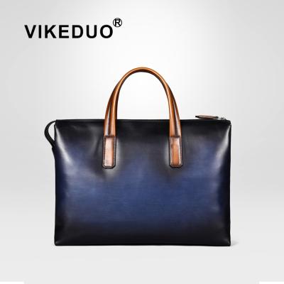 China Vikeduo New York Style GENUINE LEATHER Men's Handmade Designer Tote Bags And Totes 2020 Luxury Designer Leather Tote Bag for sale