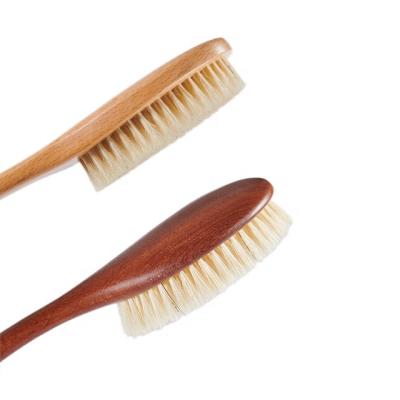 China Custom Natural Vegan Soft Boar Long Handle Logo Stiffen Round Wooden Body Dry Brush for sale