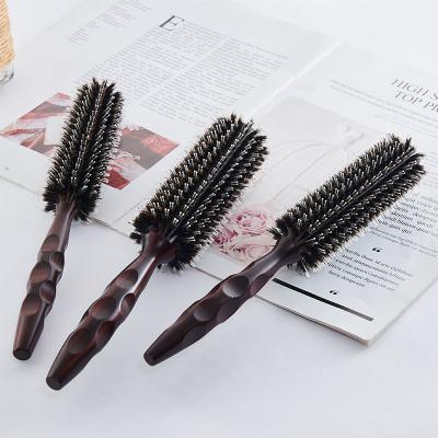 China For Commercial Heat Resistant Boar & Nylon Professional Wood Round Hair Brushes For Hair Drying And Straightening Styling for sale