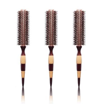 China Nondisposable High Quality Hard Bristle Hair Brush Wood Wooden Round Hair Comb for sale