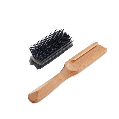 China Hotselling Nondisposable 9 Rows Detachable Beech Wood Denman Styling Hair Brush for sale