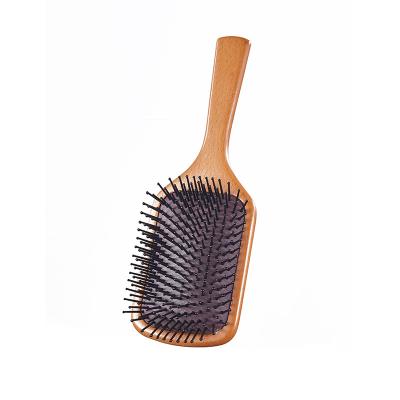 China For Home Use Cheap Factory Price Detangle Paddle Hair Brush Wooden Home Use Beech Wood Soft Scalp Massage for sale