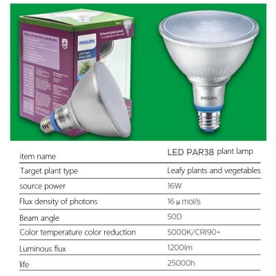 China Full Spectrum Required Growth LED PAR38 16W Spectrum Led Plant Growing Light Lamps For Horticulture for sale