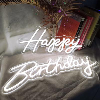 China Custom Neon Light Neon Light Sign Happy Birthday Lamp Light Up Party Wall Art Letter Logo Design Home Custom Bar LED Signs for sale