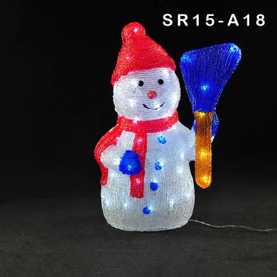 China Like New 3D Picture Outdoor Christmas White LED Lighted Large Animated Acrylic Snowman With Broom Decoration for sale