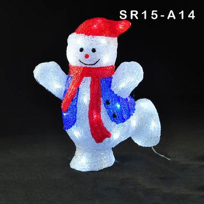 China Like New 3D Picture Outdoor Christmas White LED Lighted Large Animated Acrylic Snowman Skating Decoration With LED for sale