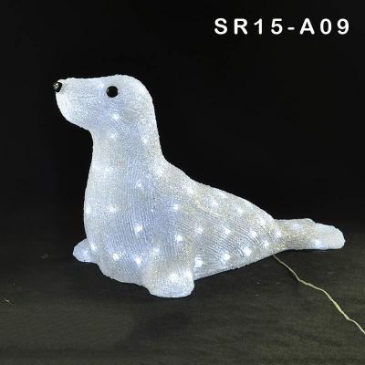 China Like New 3D Picture Outdoor Christmas White LED Lighted Large Animated Acrylic Sea Lion Decoration With LED for sale