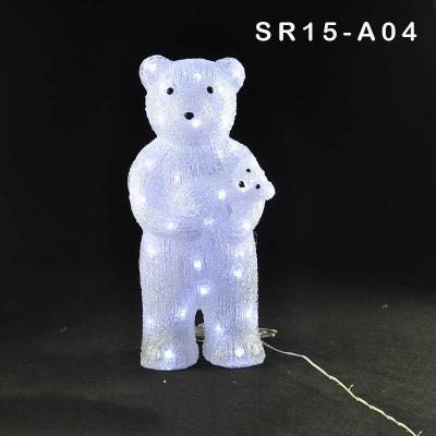 China As New Picture Outdoor 3D Christmas White LED Lighted Animated Bear Pattern Acrylic Standing Decoration With LED for sale