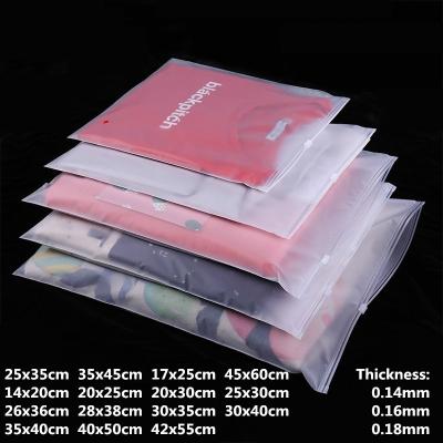 China Disposable Custom Printing T-shirt Swimwear Frosted Zipper Plastic Packaging Bags For Clothes for sale