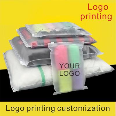 China Matte/Frosted Disposable Logo T-shirt Apparel Packaging Bag Custom Waterproof Zipper Lock Plastic Packaging Bag Matte/Frosted Self Seal for sale