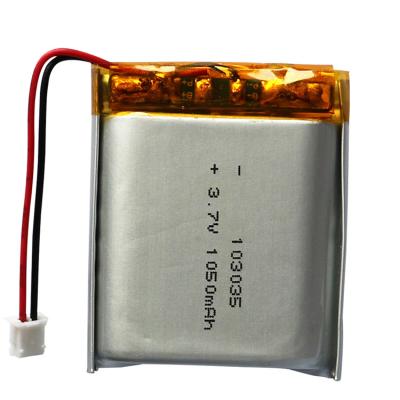 China Long Cycle Life Li-ion Polymer Battery 103035 3.7v 1100mah for sale