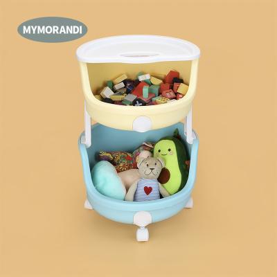 China Hot Selling Plastic Laundry Basket Stocked Colorful Multi-layer Storage Rack Children's Toys For Kids for sale