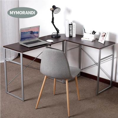 China Large Corner Foldable L Shaped Wooden Table Frame Metal Home Office Studio Computer Desk for sale