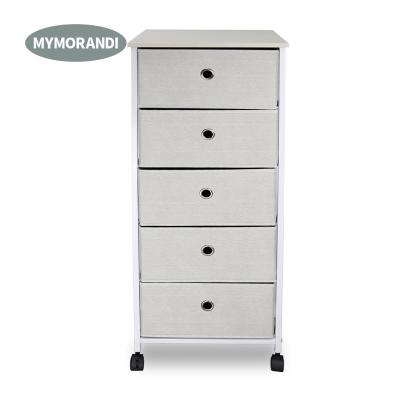 China Foldable Metal Frame 5 Drawer Dressers Storage Tower Wardrobe For Bedroom for sale