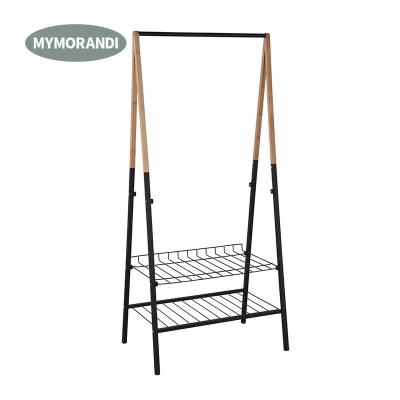 China 2022 New Foldable Expand Garment Display Rack For Clothes With 2 Layers Clothing Rack Gold Shelf for sale