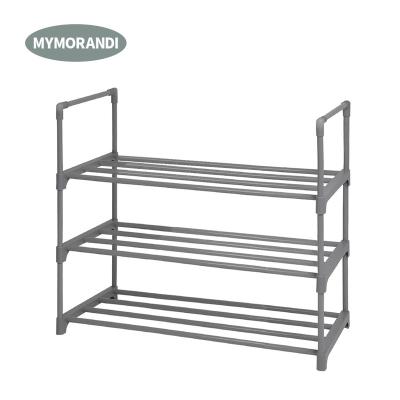 China Good Quality Single Foldable Shoe Rack Organizer Storage 3 Tier Metal Shoe Rack For Home for sale