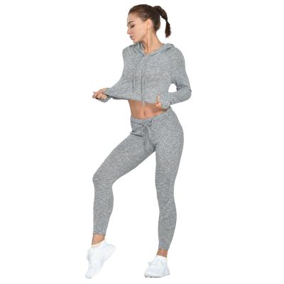 China Breathable Hygroscopic Wholesale Customized Soft Stretch Yoga Set Women Yoga Clothes Hoodies Wear for sale