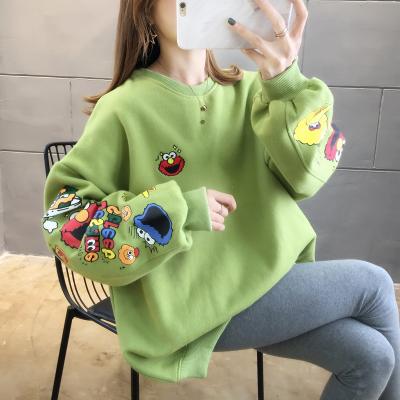 China Oversized Women Terry Cotton Fashion Sweatshirt Hoodies Anti-wrinkle Pullover Custom High Quality Cartoon Hoodie for sale