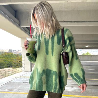 China 2021 Print Early Striped Loose Pullover Sense Design Street Autumn Breathable Woolen Top Sweaters for sale